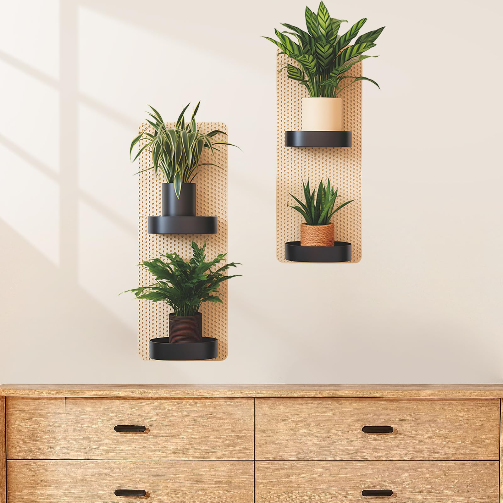 Plant Wall Stickers 2pcs, Realistic Green Potted Plant 3D Wall Art Stickers Removable Wall Sticker for Living Room Bedroom Bathroom Kitchen Office Decor