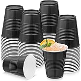 Kochorie 50 Pack Black Disposable Plastic Cups 12 Ounce Drinking Party Cups Bulk Party Cups for Wedding Birthday Graduation Christmas Parties, Picnics Events