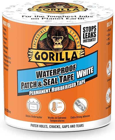 Gorilla Waterproof Patch & Seal Tape White 3m - Flexible Rubberised Backing