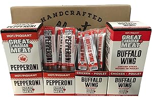 Hot & Spicy Pepperoni Sticks Bulk Box, Hot / Buffalo Wing Bundle 72 x 22g Caddies by Great Canadian Meat, Meat Stick Snacks, 
