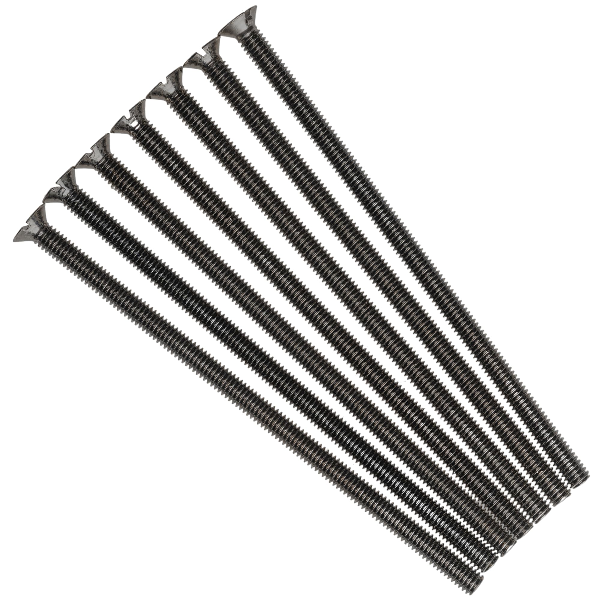 Evoges M3.5 x 75mm Long Flat Countersunk Slotted Head Electrical Machine Screws, Mild Steel, Black Nickel, Pack of 10