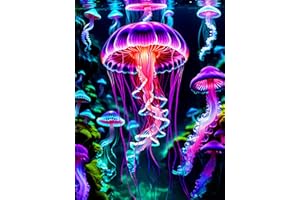 Zythron Diamond Painting Kits for Adults Glowing Jellyfish DIY 5D Diamond Art Kits Beginners Full Drill gem Art Crystal Craft Kits for Home Wall Art Bedroom Decor Gifts 12x16 inch