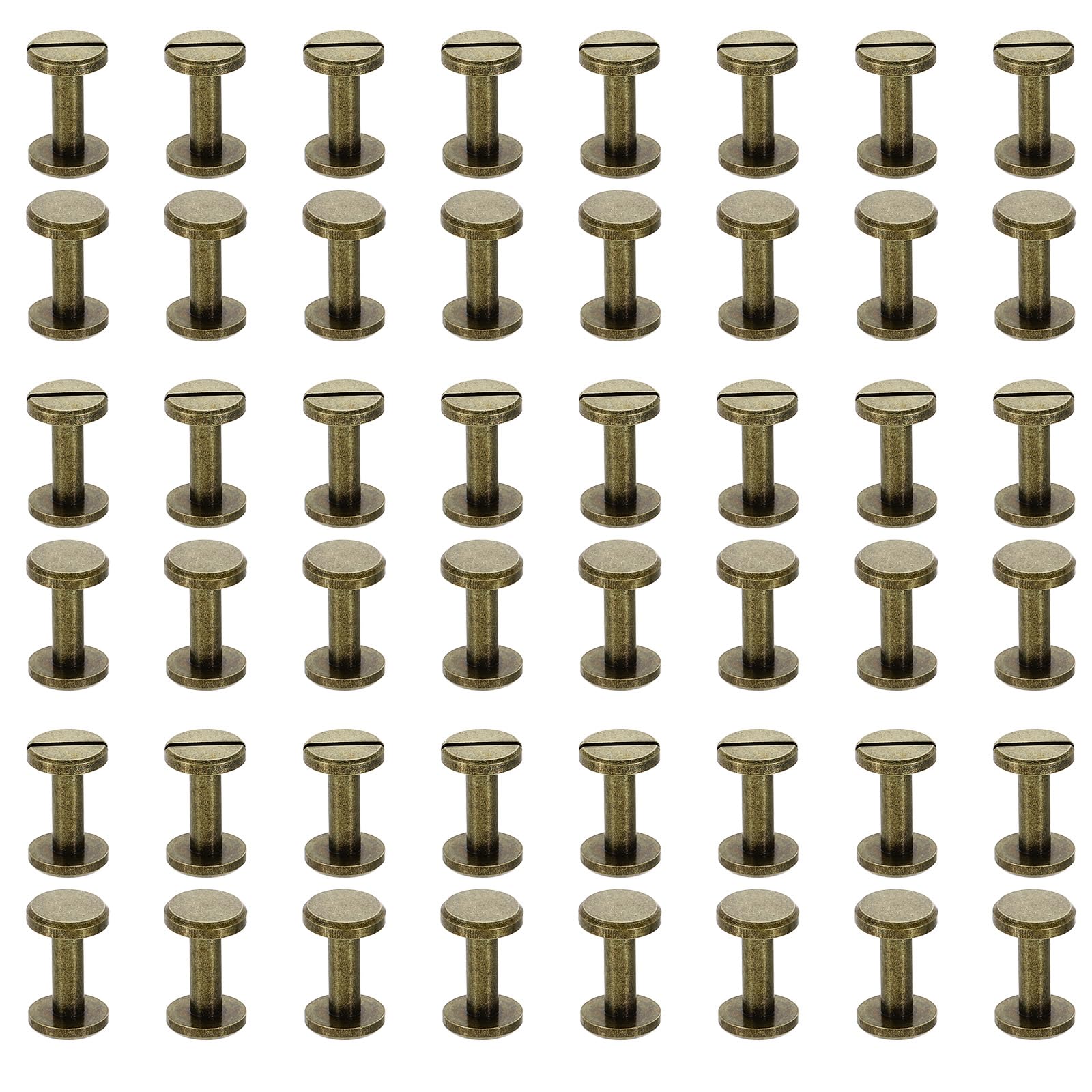 PATIKIL M4x12mm Chicago Screws, 50 Sets Brass Chicago Screw Slotted Binding Post Screw Rivets for Leather Belt Scrapbook Photo Albums, Bronze