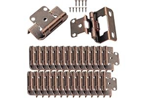DONANIM 1/2" Overlay Partial Wrap Bronz Cabinet Hinges, 50 Pack (25 Pairs) Oil Rubbed Bronze Self Closing Cabinet Hinge for Kitchen Cabinet Doors
