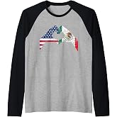 America Mexico Flag Vintage Mexican Roots American Raglan Baseball Tee