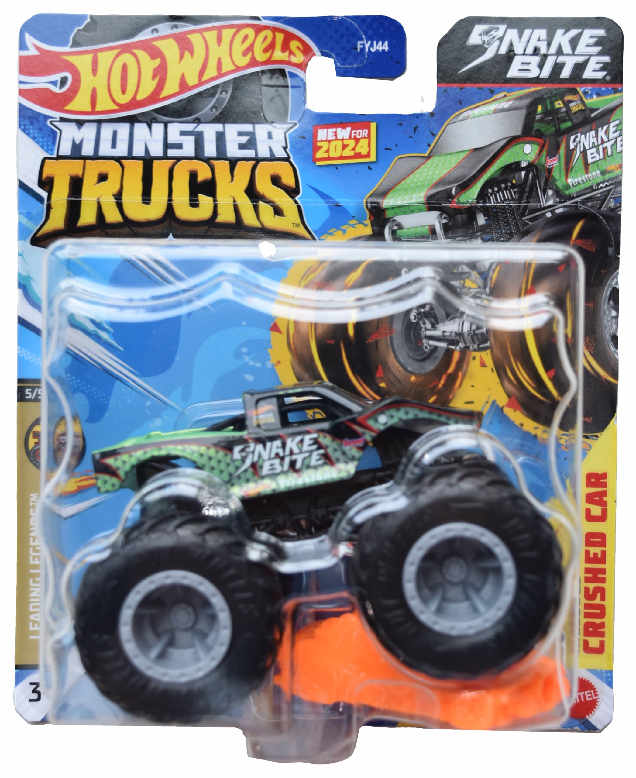 Hot Wheels Monster Trucks Leading Legends 5/5 Snake Bite 1:64 Scale Diecast Model Vehicle