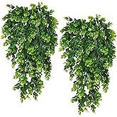 RECUTMS 4 Pack Artificial Hanging Plants Faux Eucalyptus Leaf Greenery Fake Plant for Wall House Room Patio Indoor Outdoor Home Shelf Office Decor (Green)