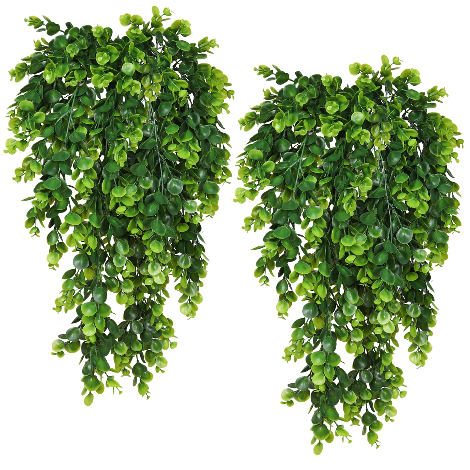 RECUTMS Artificial Hanging Plants 4Pcs Faux Eucalyptus Leaves Fake Plant Indoor Outdoor Home Decor Faux Greenery for House Room Garden Wall Patio Office Shelf Eucalyptus Decoration（Green） — image 1