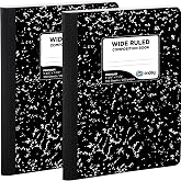 Emraw Marble Composition Notebook Wide Ruled Paper, 2 Pack, 9-3/4" x 7-1/2", 100 Sheets per Notebook Durable Cover Writing Book for school and journaling &ndash; by Enday