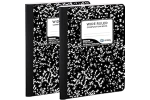 EMRAW Marble Composition Notebook Wide Ruled Paper, 2 Pack, 9-3/4" x 7-1/2", 100 Sheets per Notebook Durable Cover Writing Book for school and journaling – by Enday
