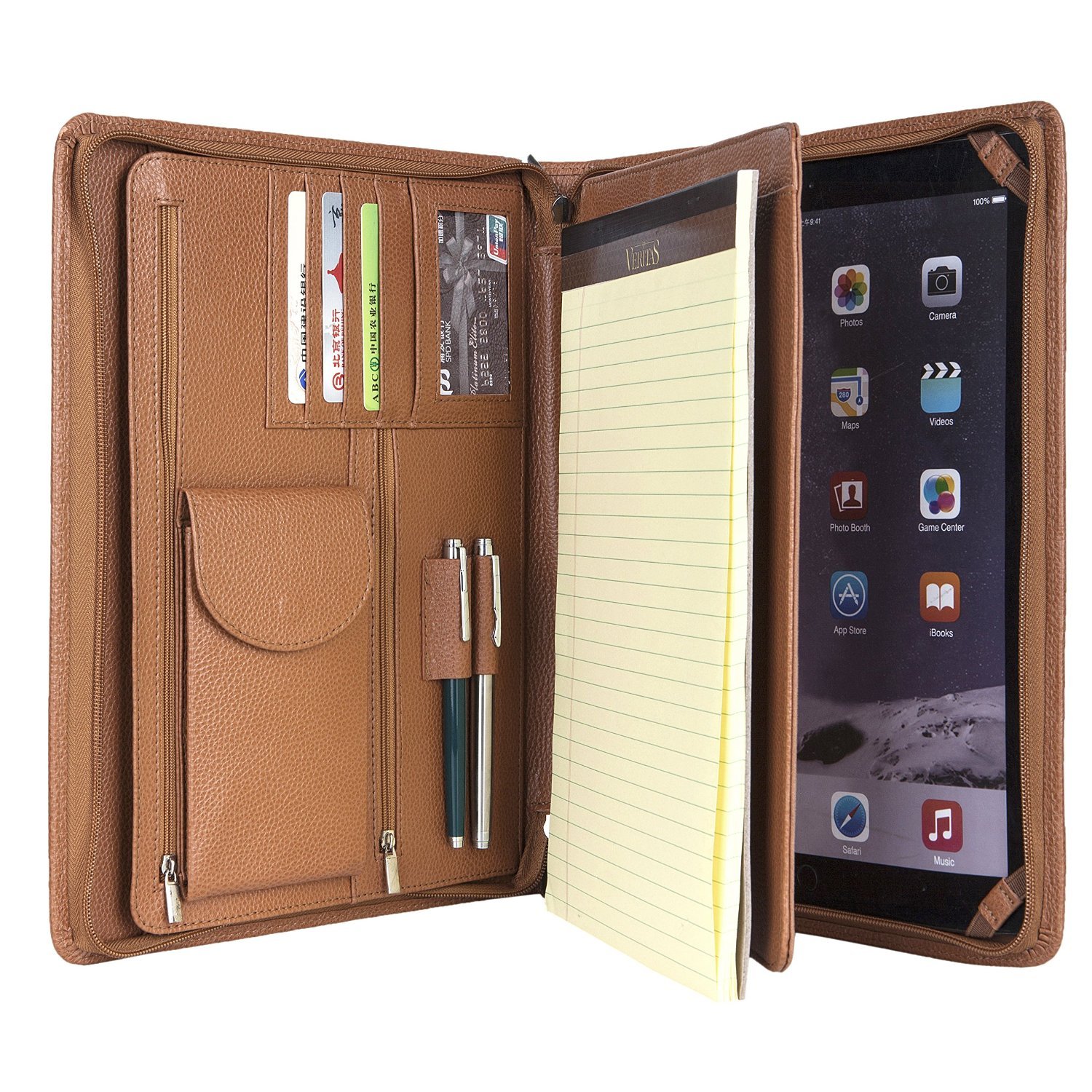 Coface Handmade IPad Padfolio Embossed Leather Organizer Padfolio for