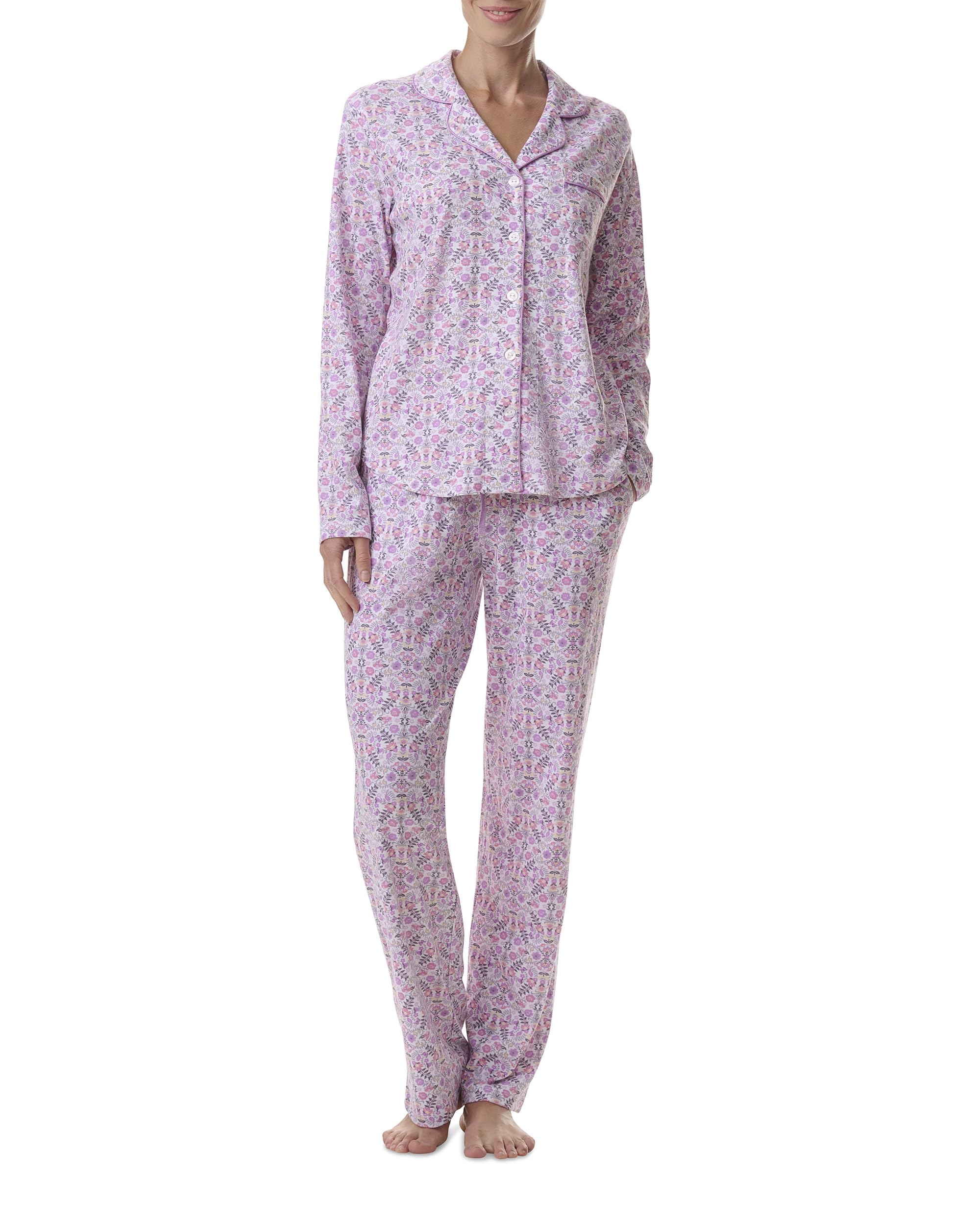 Karen Neuburger Women’s Long Sleeve Girlfriend Pajama Set, Secret Garden, Small