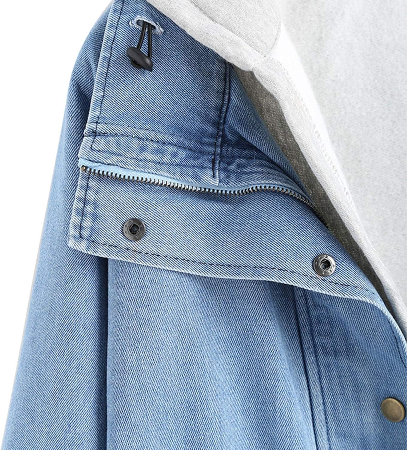 button up denim jacket and hooded vest