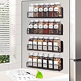 Churboro Magnetic Spice Rack for Refrigerator with Spice Jars- Includes 24 Pcs 4 OZ Seasoning Containers with Labels, 4 Space-Saving Magnetic Shelf for fridge- Perfect for Small Kitchens, Apartments