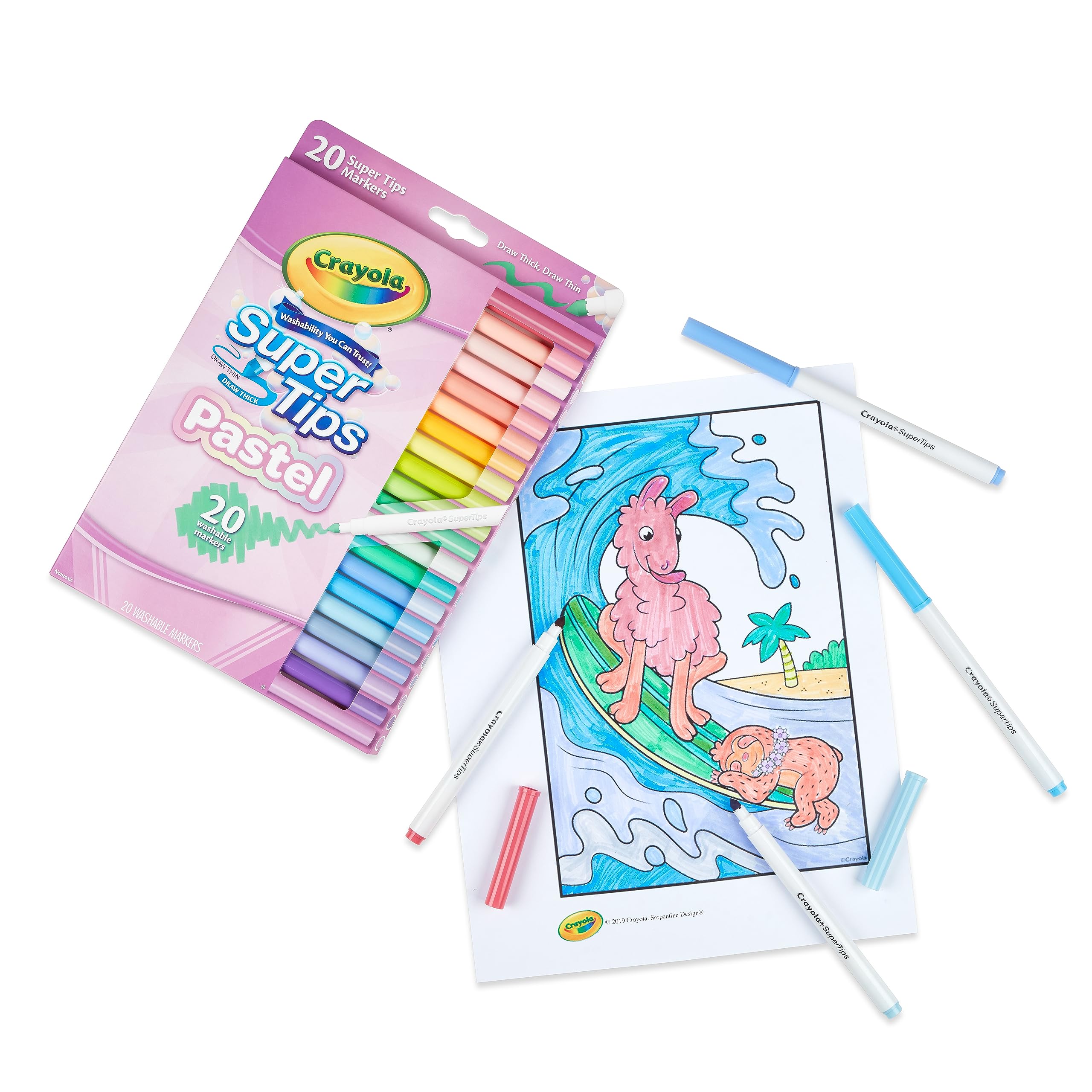 Crayola Pastel- Super Tips Washable Medium Tip Markers - Pack of 20, for School and Leisure, Assorted Colours Pastel