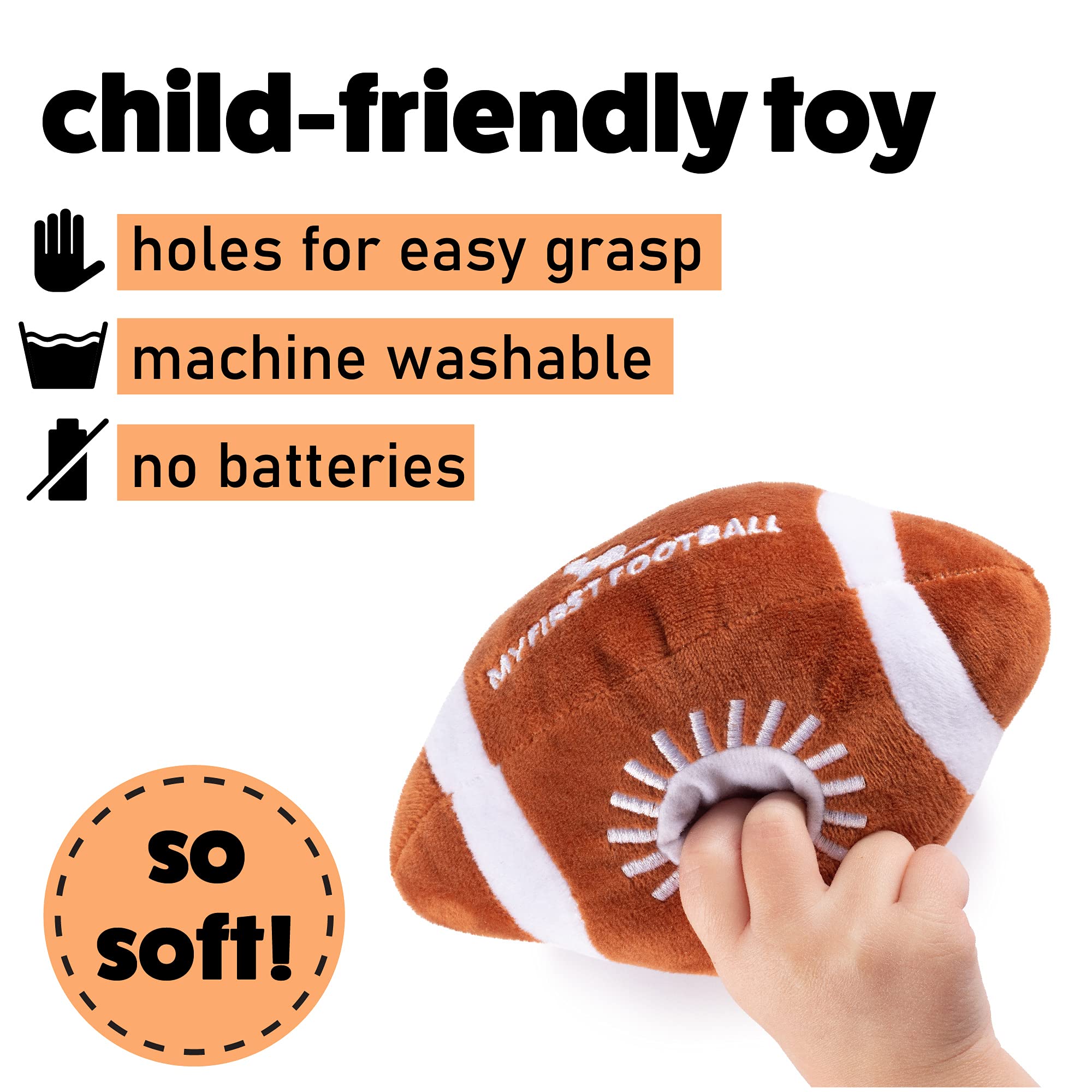 Plush Baby Football Rattle | Baby Football Toy | Learning Content | Great Gift for Baby and Toddler Girls or Boys | 0-36 Months