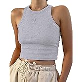 MISSACTIVER Women Basic Sleeveless Vest Crop Tank Top Casual Crew Neck Binding Crop Top
