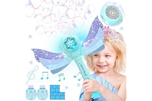 COPLUS Bubble Wands Machine for Kids Girls - LED Light & Music Bubble Gun Maker for Toddlers, Princess Dress Up Little Girls 4-6 Birthday Party Toys, Magic Princess Gift Ideas for 3 4 5 6 7 8 Year Old Girls