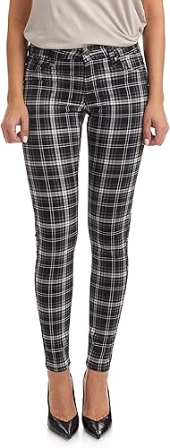 black plaid skinny jeans
