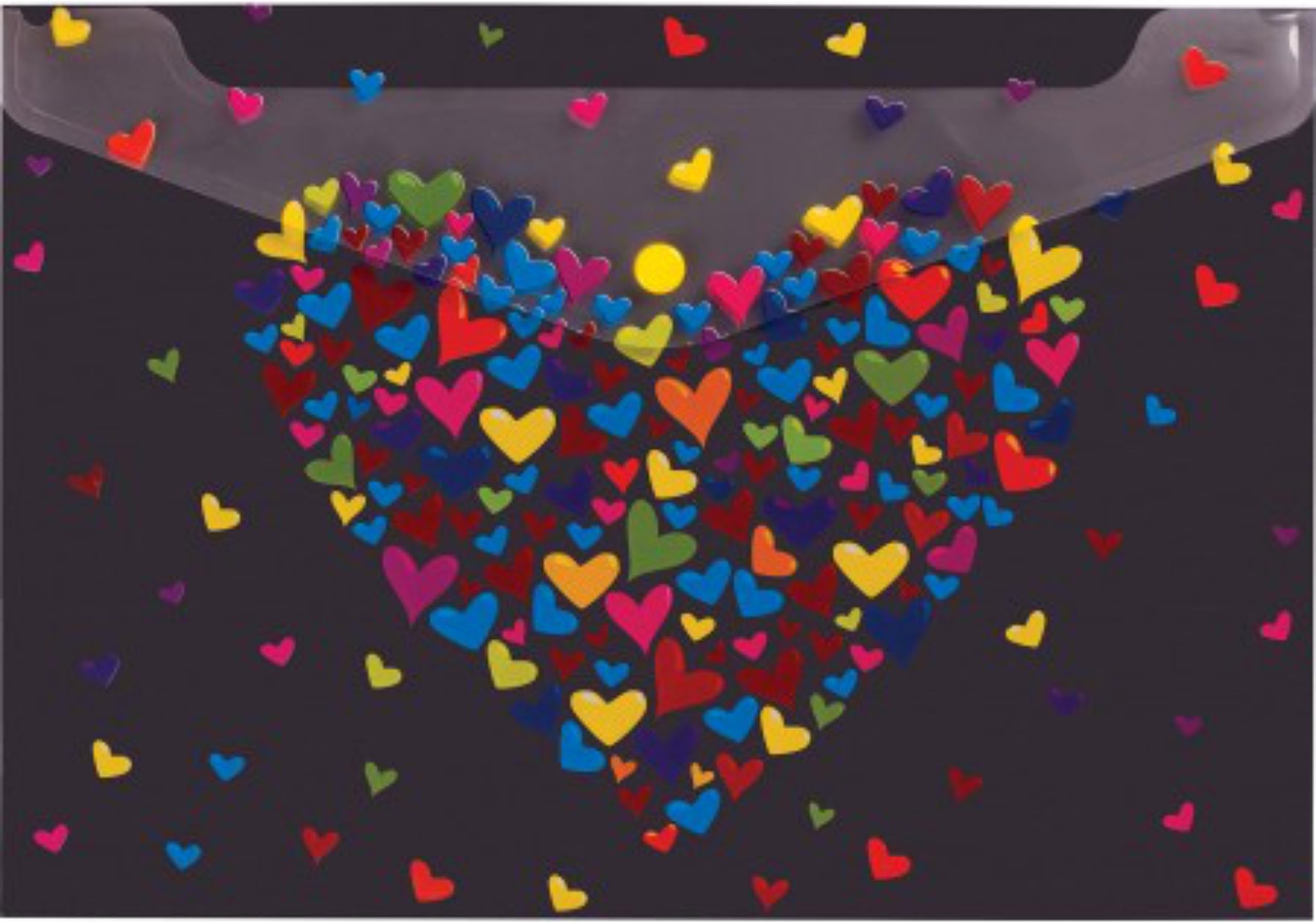 New Fancy, Vibrant Color, Hearts Design A4/A5 Size Clear Document Folder/Envelop with Stud Press for Shcool, Home, Office, Collages. Perfect Gift with 2 Size Available... (A5 Size)