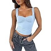 TiulZial Women's Sleeveless Backless Crop Tank Top Sexy Pleated Bustier Sweetheart Neck Strappy Y2K Cami Cropped Tops
