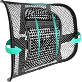 Samyoung Mesh Lumbar Support for Office Chair and Car Seat | Breathable Double-Layer Mesh Back Support with Elastic Chair Strap for Firm Support and Secure Fit