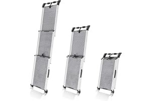 PRIORPET Dog Ramp for Car - Anti-Slip Dog Car Ramp for Large Dogs SUV - Stable 250LBS Capacity - Telescoping Pet Ramp for Car - Portable - Night Safety Reflective Sides - Fixing Clip - Gray