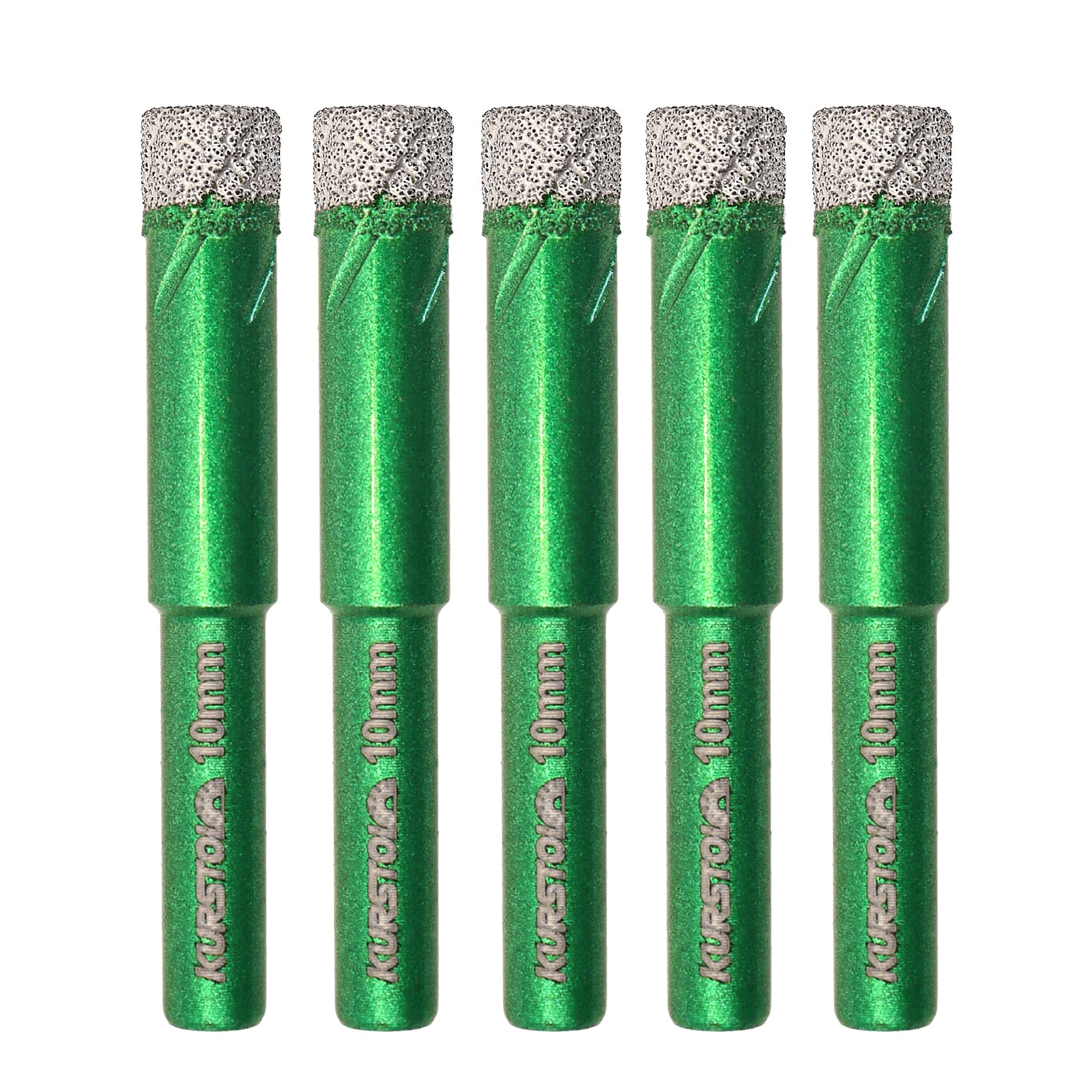 Dry Diamond Drill Bit Set - Diamond Tipped Hole Saw Bit for Porcelain Tile Ceramic Marble Granite Stone,Diamond Core Drill Bit Kit Round Shank Fixed on Drills,No.K3(5pcs 10mm)