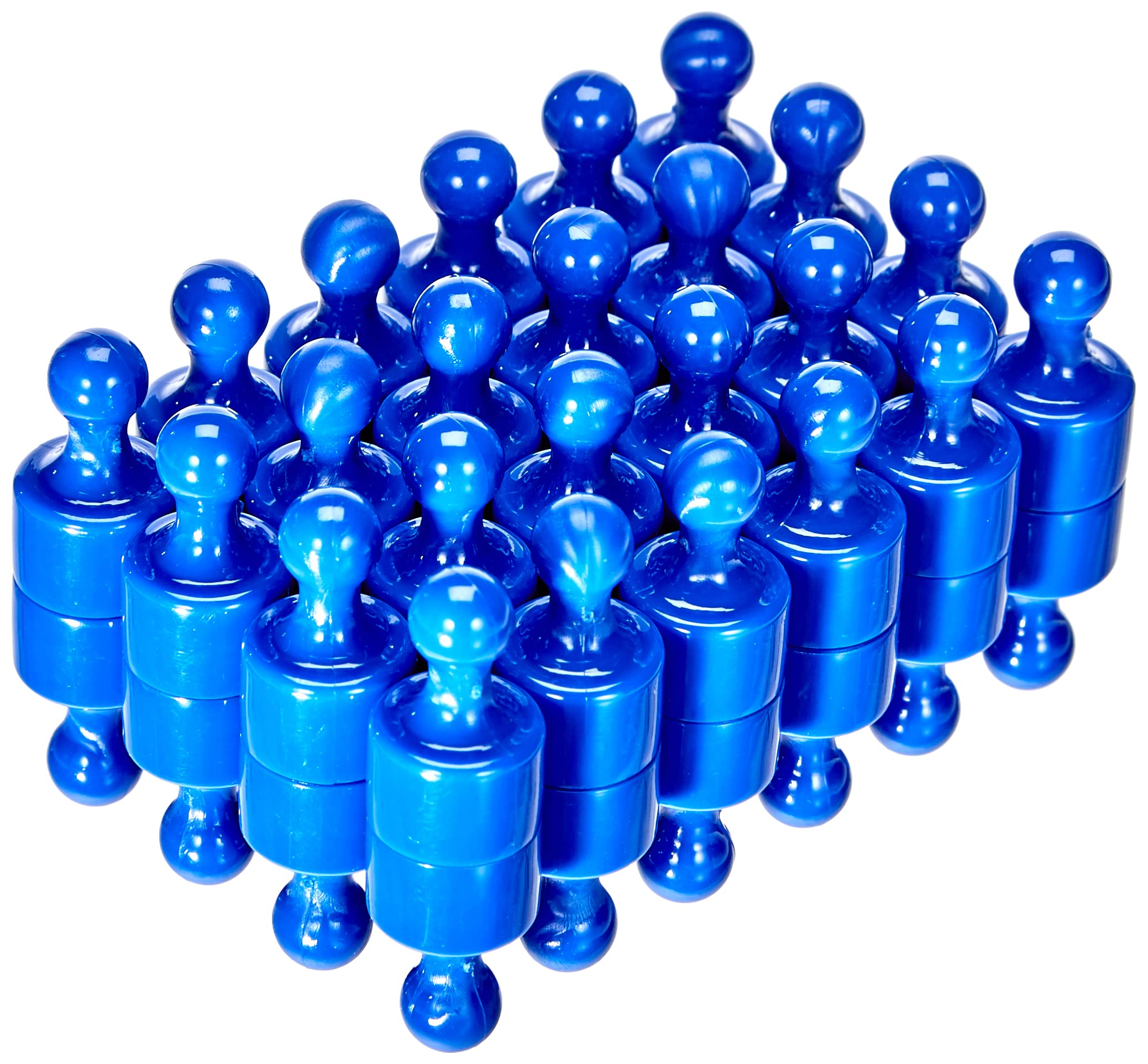Blue Skittle Magnet for Fridge, Office, Whiteboard, Noticeboard, Filing Cabinet - 12mm dia x 21mm tall - Pack of 48