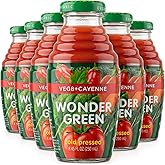 Wonder Green Organic Veg8 + Cayenne Cold Pressed Juice &ndash; 6 Pack (8.45 oz) &ndash; 100% Vegetable Juice, Low Sodium, No Added Sugar, Not From Concentrate, Fair Trade &amp; Kosher, 60 Calories