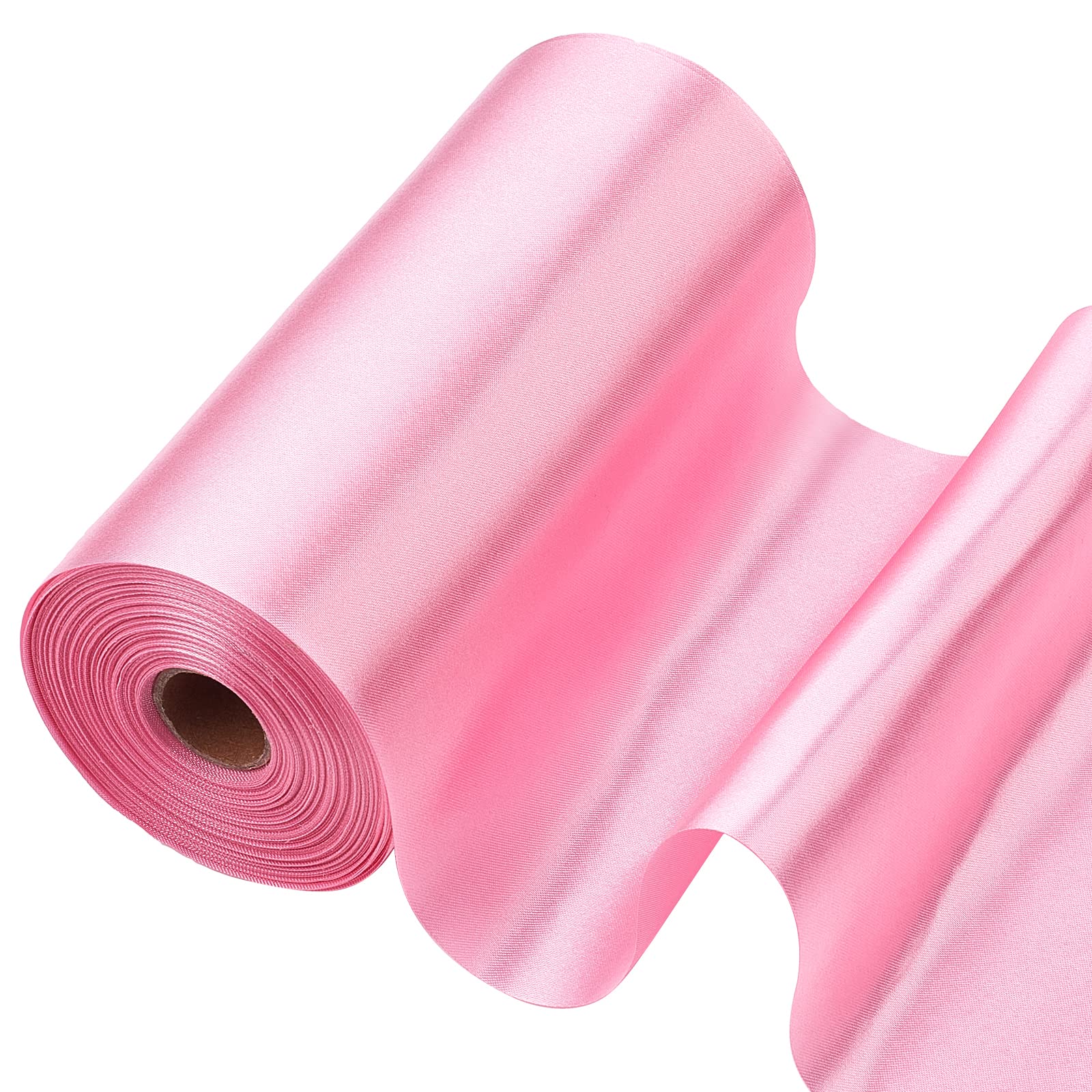 GORGECRAFT 27 Yards x 6 Inch Wide Double Faced Satin Ribbon Roll Pink Polyester Solid Fabric Large Ribbon for Gift Wrapping Grand Opening Chair Sash Bouquet Bow Making Party Decoration (Deep Pink)