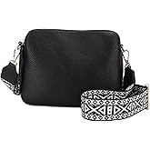 JESSIE & JAMES Rebecca Triple Compartment Lock and Key Lightweight Medium Crossbody Purse with Guitar Strap | Triple Compartment, Lock and Key, Lightweight, Medium, Guitar Strap