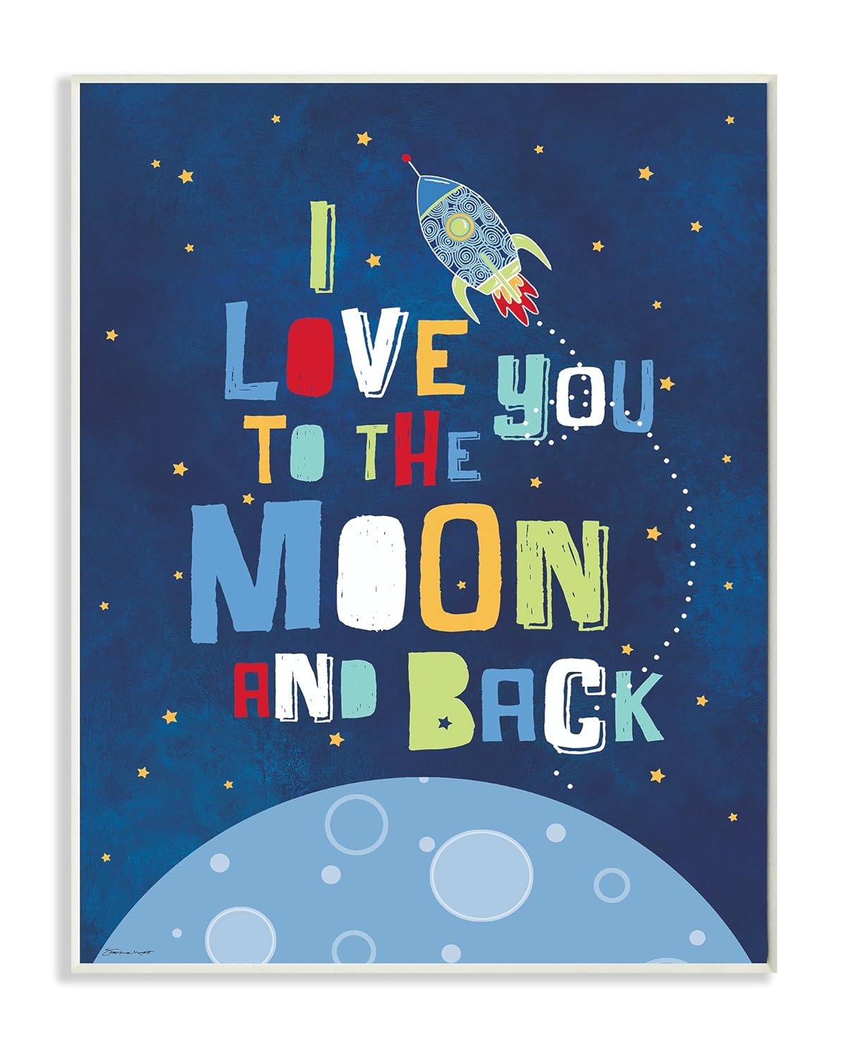 The Kids Room by Stupell The Love You Moon and Back Rocket Ship Wall Plaque Art