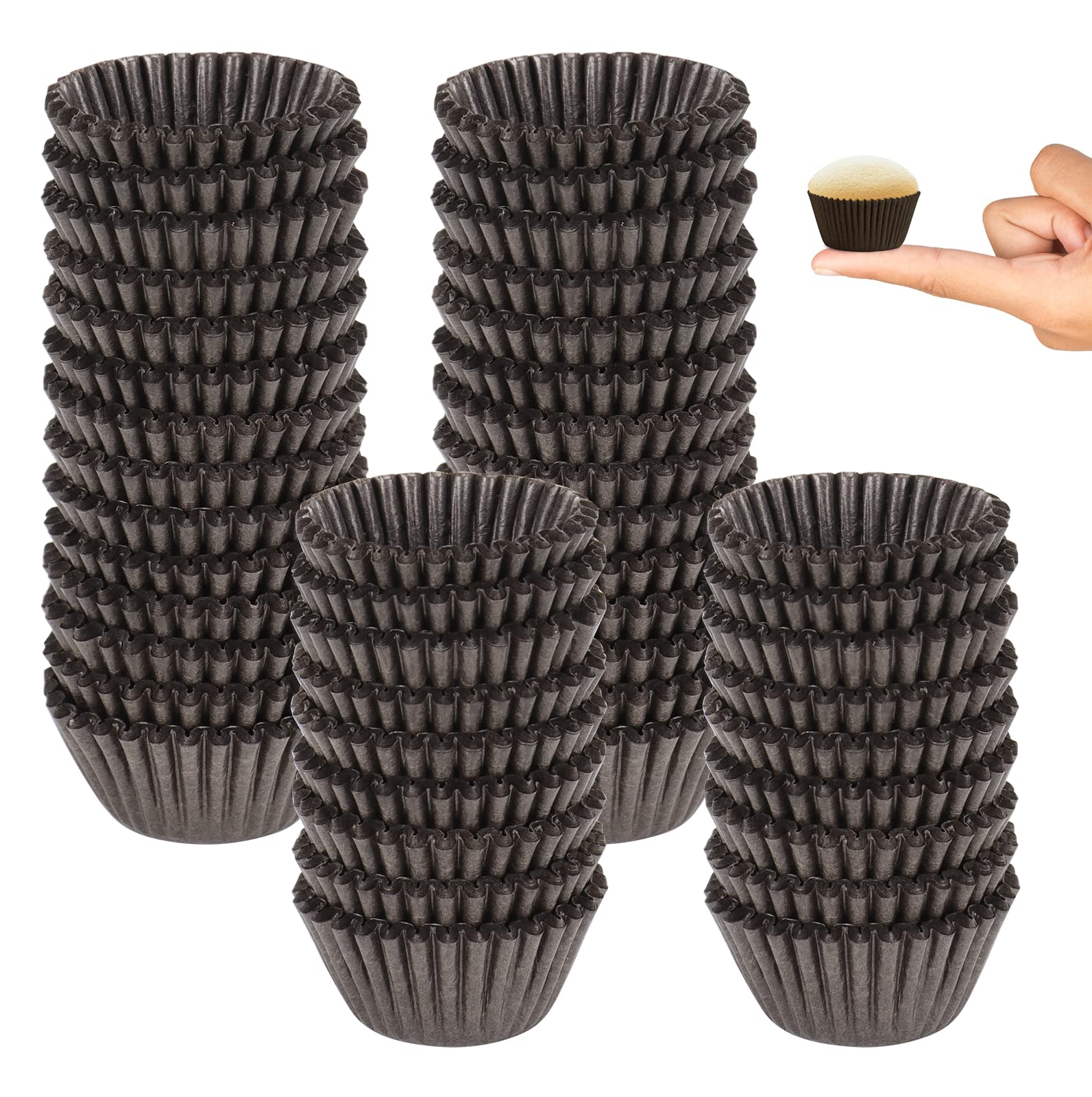 Dreamtop 900 Pcs Mini Paper Baking Cupcake Cases, Greaseproof Cupcake Liners Chocolate Paper Candy Cups Muffin Wrappers Truffle Cases for Jubilee Party Birthday Celebration (Brown)