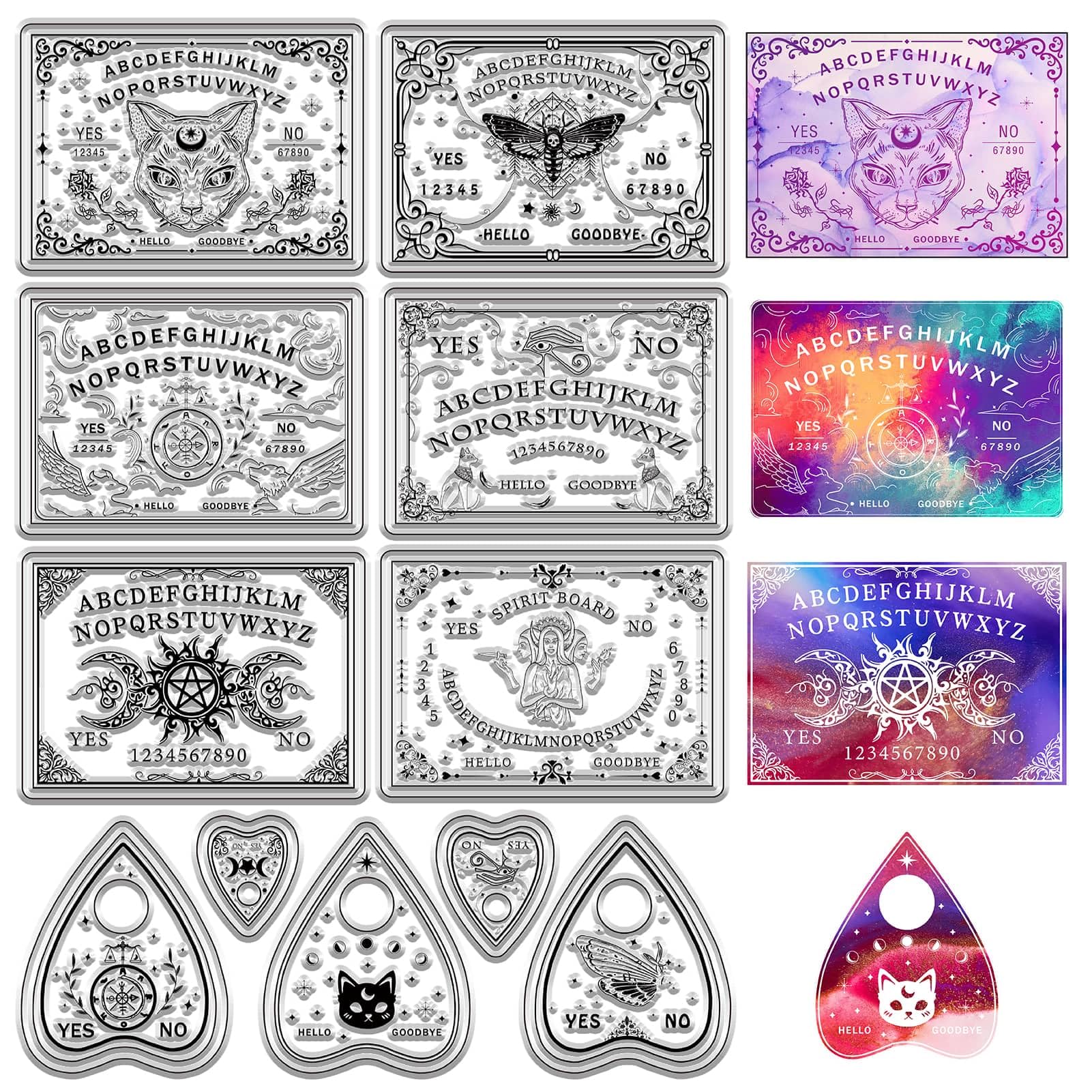 CRASPIRE Moth Clear Stamps Black Cat Scales Witch Magic Moon phases Transparent Stamp Seals for DIY Scrapbooking Journals Photo Album Decorative Cards Making