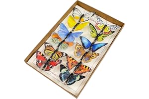 Berfutall-Artificial Feather 3D Butterfly Party Decorations Set of 12 with Clip 12 Color Ornaments for Christmas Tree