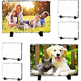 6 Pack Sublimation Slate Blanks,Heat Thermal Transfer Sheet Stone Photo Frame DIY Sublimation Blank with Display Holder for Desktop Souvenir Custom Design Work