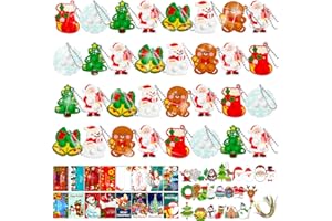 FIDWOD 114Pcs Christmas Party Favor for Kids: 32 Stocking Fillers Pop Keychain and 32 cards and 50 stickers Pack - Christmas Eve Box Stuffers Bubble Prizes for Children- Fidget Toys Gifts for Boys Girls