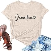 Grandma Shirts for Women Nana Shirt Heart Printed Casual Gigi Short Sleeve Tee Top
