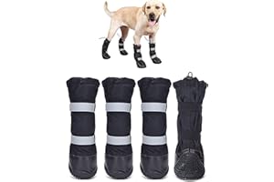 Hipaw Waterproof Dog Boots for Winter Snow Rain,Non-Slip Dog Shoes for Medium to Large Dogs,Extended Cuff Paw Protectors for Outdoor Walking Hiking