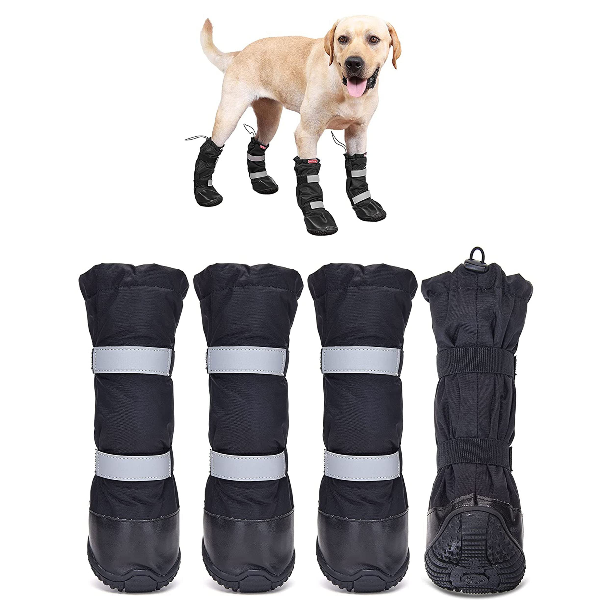 Photo 1 of ***USED / DIRTY*** Hipaw Waterproof Dog Boots for Winter Snow Rain,Non-Slip Dog Shoes for Medium to Large Dogs,Extended Cuff Paw Protectors for Outdoor Walking Hiking