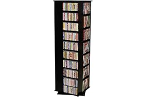 Venture Horizon 4-Sided Revolving Media Tower 1000 - Black: Laminated Wood Composites (MDF), Black-Color, 18.75" L x 18.75" W x 63" H, Home Media Storage