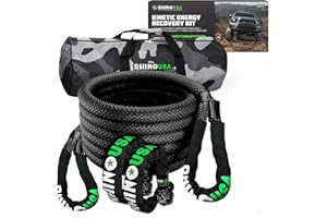 Rhino USA Kinetic Rope Recovery Kit (7/8in x 30ft) - Heavy Duty Offroad Snatch Strap - Includes 2 Soft Shackle for UTV, ATV, Truck, Car, Jeep, Tractor