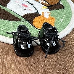 Mini Doll Shoes, 1 Pair Cute Black Leather Shoes