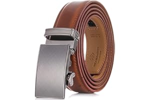 MARINO AVENUE Marino Men’s Genuine Leather Ratchet Dress Belt With Automatic Buckle, Trim to Fit Enclosed in an Elegant Gift Box