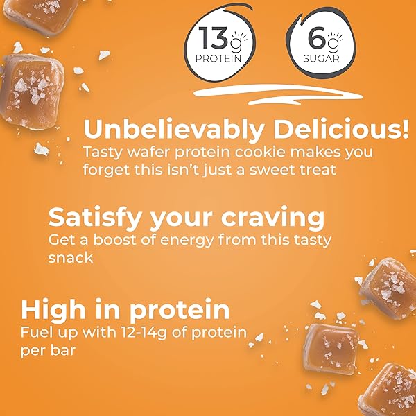 POWER CRUNCH PROTEIN WAFER BARS, HIGH PROTEIN SNACKS WITH DELICIOUS TASTE, SALTED CARAMEL, 1.4 OUNCE (12 COUNT)