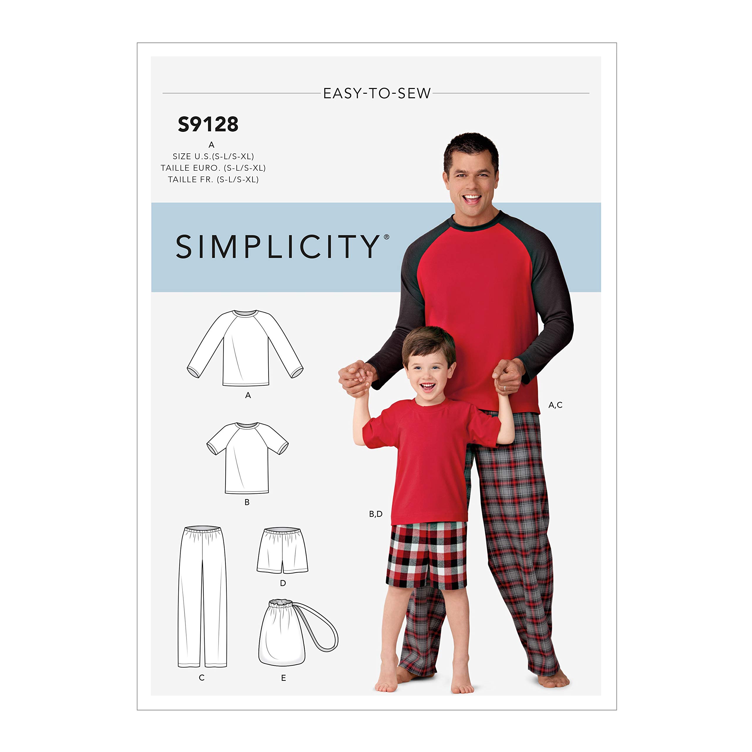 Simplicity Sewing Pattern S9128 Men's & Boys Sleepwear, Various, A (S-L/S-XL), SS9128A