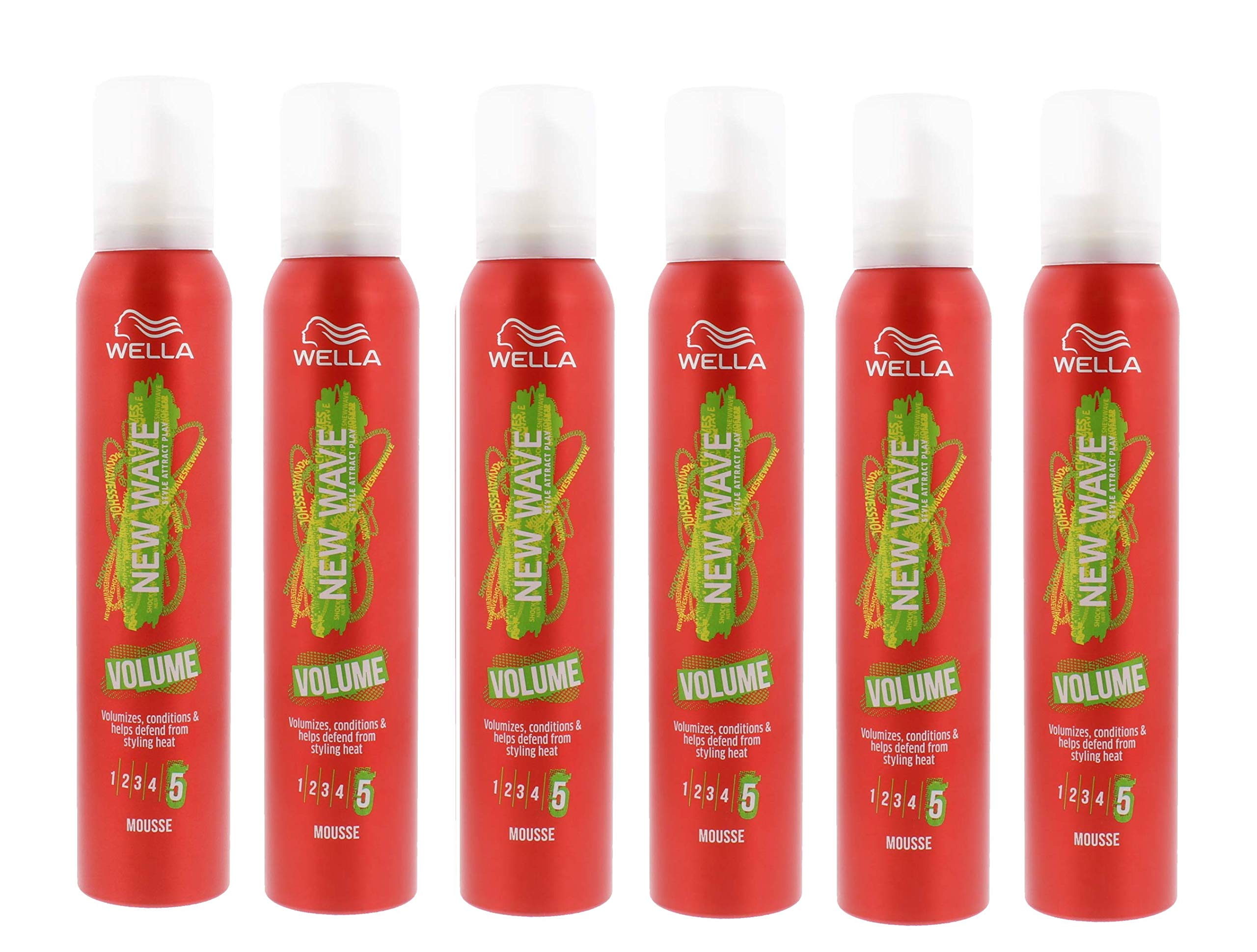 6 x Wella Shockwaves Volume Mousse 200ml