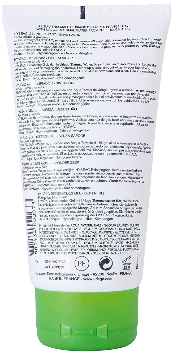 Uriage Hyseac Cleansing Gel, 5 Fl Oz: Premium Beauty