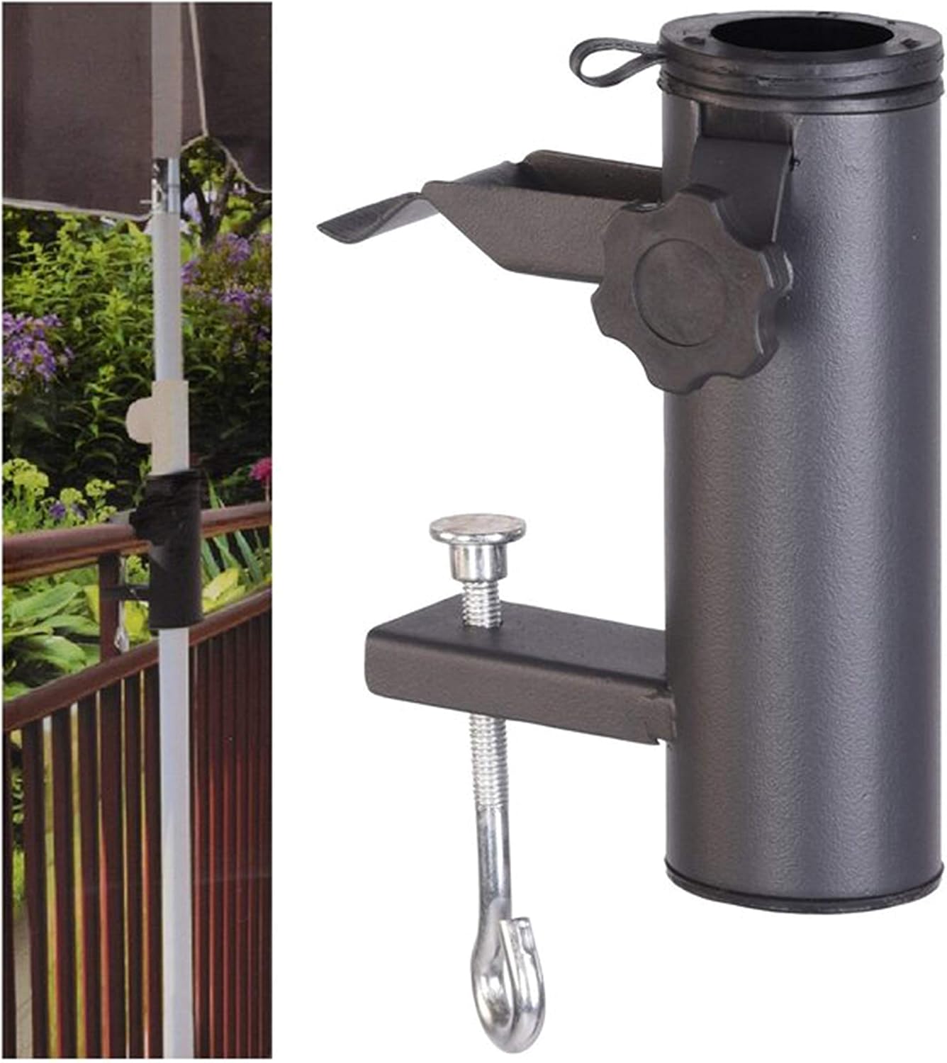 Behone Support De Parasol Réglable Pour Balustrade De Balcon, Support De Parasol Réglable Pour Balcon, Terrasse Ou Table 25-38 Mm
